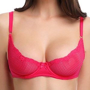 NWT Wingslove 1/2 Cup Lace Mesh Demi Underwire Bra